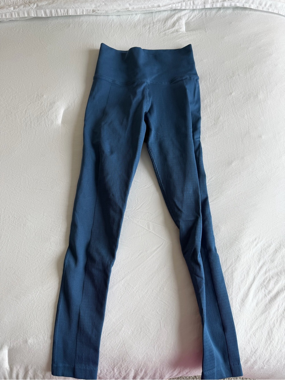 Athleta Ribbed High-Waist Leggings in Deep Teal Blue
